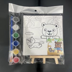 【JOJO.1】เฟรมผ้าระบายสีอย่างดี DIY ภาพวาดตกแต่งการ์ตูน สีน้ำระบายสีสำหรับเด็ก พร้อมสีและพู่กัน