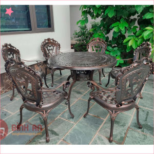 Bộ bàn ghế ban công ngoài trời Nhôm đúc Bàn ghế sân vườn ngoài trời Tròn Bàn ghế ngoài trời - BO25