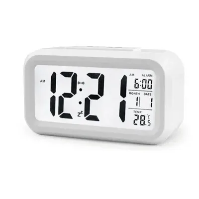 Jam Digital Meja LCD Angka Besar Alarm Pengingat Lampu Backlight Sensor Suhu Ruangan Format 12 24 Jam Baterai AAA Dekorasi Kamar Tidur Kantor Belajar Lansia Anak