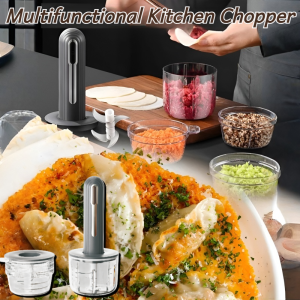 [4 Bowls 2 Cuts 6-Second Quick Chop] Electric Food Processor Mini Kitchen Cooker High-Speed USB Rechargeable Garlic Masher