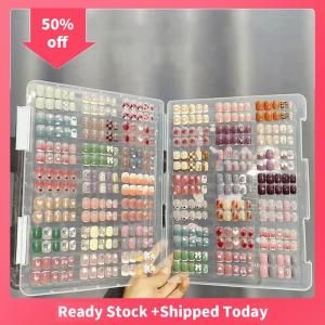 🔥🔥🔥sjqgqx 300Pcs 10 Sheet Double-sided Showing Shelf Nail Tips Self-Adhesive Removable Nail Art Display Stand Stickers