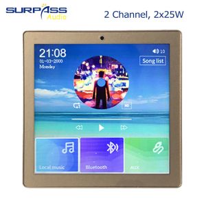 Smart Home Audio Bluetooth-compatible Wall Amplifier 4 inch Mini Touch Screen 2 or 4 Channels Music Player Support USB Fm Radio Single piece