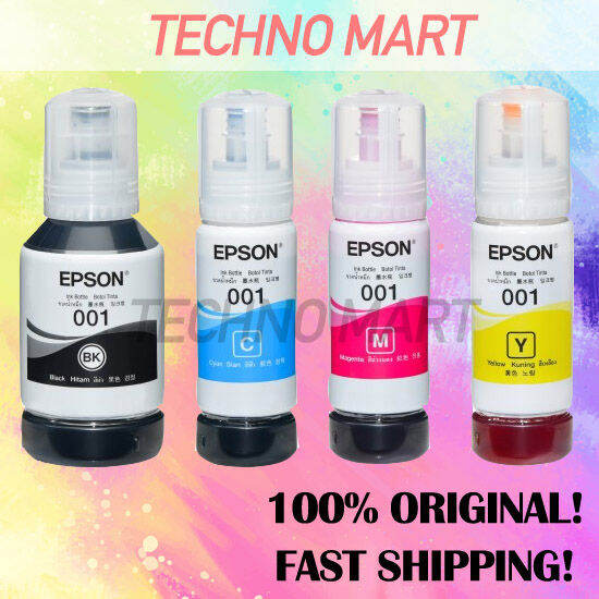 [Local Stock] Original Epson 001 Black Cyan Magenta Yellow Ink Bottle ...