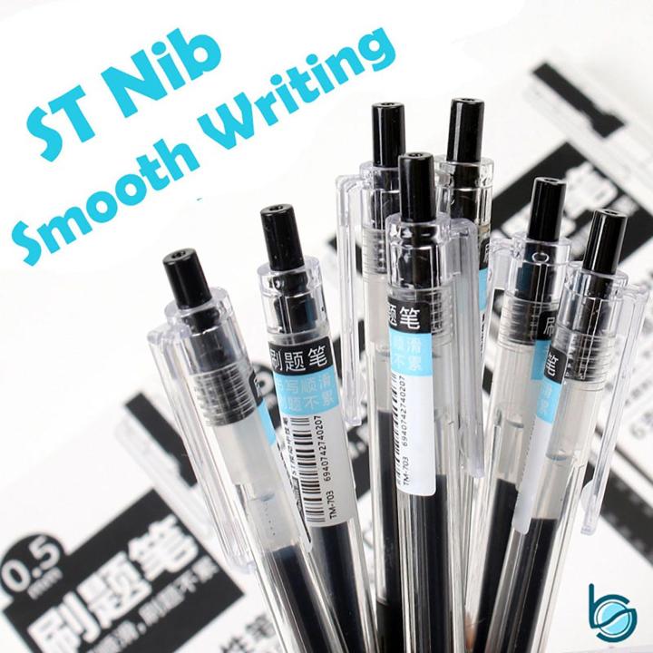 Black Gel Pen 0.5mm Pen Pulpen Gel Retractable Tinta Hitam 0.5mm - Best Stationary