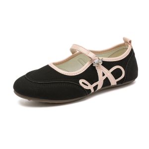 YOTO Retro Mary Janes For Women Flats Suede Leather Single Strap Buckle Soft Non-Slip Casual Daily Ballet Shoes 36 to 42 Size