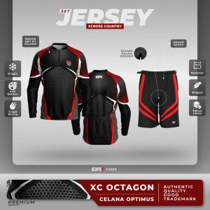 Set Jersey Sepeda XC Octagon CPX Sport Desain Modern Bahan Tahan Air & Udara Zipper Pemutih Ukuran M-XXL