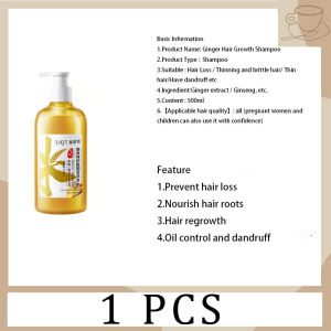 【Local Seller】anti hair loss shampoo Hair growth shampoo 500ml Hair care for all hair types ginger shampoo for hair loss Anti andruff and oil control shampoo