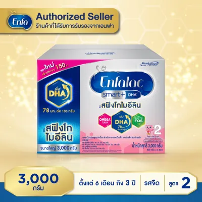 Enfalac Smart+2 เอนฟาแล็ค สมาร์ท นมผงสูตร 2 ขนาด 3000 กรัม( 1 กล่อง) MG