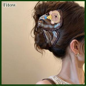 Fitow Sweet Plaid Cloth Hair Claws Cute Bowknot Rabbit Bear Shark Clip For Girls Korean Style Cartoon Hair Barrettes Hair Accessory