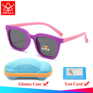 IMPALA PG1017Q Kính mát phân cực cho trẻ em đàn hồi Gọng silicon 100% chống UV UVA UVB UV400 chống chói khối ánh nắng mặt trời ống kính với kính trường hợp