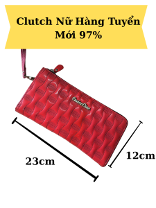 Clutch Nữ Đỏ Hàng Tuyển – Mới 97% | Da Bóng Sang Trọng | Size 23x12cm