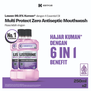 [Paket isi 2] LISTERINE Multi Protect Zero Obat Kumur 250ml - Obat Kumur Bau Mulut Antiseptik