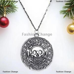 [COD] Fashion Change Pirates Of The Caribbean Aztec Color Necklace Retro Skull Pendant Punk Hip Hop Necklace
