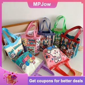 【MPJow】 Casual Canvas Bucket Bag Tote Women Handbags Cartoon Print Lunch Bag Shopper Bag School Bag