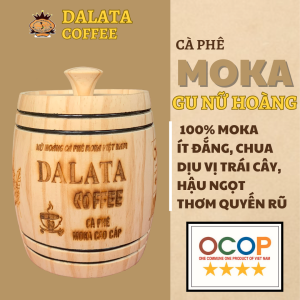 Cà phê nguyên chất Đà Lạt - Cầu Đất. Hộp gỗ Moka cao cấp - DALATA COFFEE. Nhẹ nhàng đậm đà thanh chua - hương thơm đặc biệt.