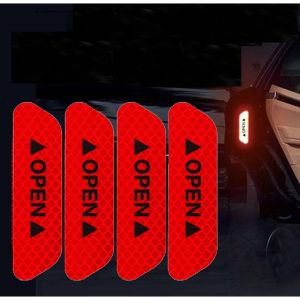 Bộ 4 Miếng Decal Phản Quang Dán Cánh Cửa Ô Tô OPEN Cao Cấp AZONE