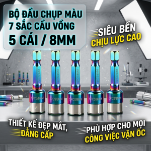 combo 5 đầu chụp bắn tôn có bi titan thép 7 màu cao cấp bền bỉ