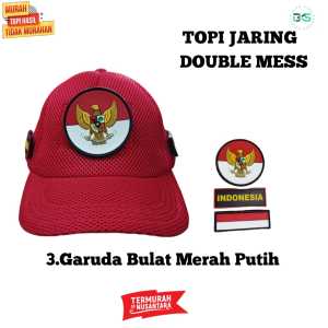 TOPI 17an Agustusan Kemerdekaan Merah Double Mess Velcro Bisa Dipasang Copot BKS
