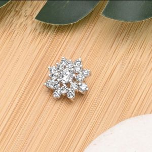 KERONGSANG TUDUNG Bintang Saduran Rhodium Permata Putih Zhulian