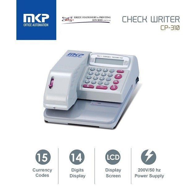 Mkp electronic cheque writer cp 310 15 different currency cheque