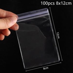 SIXIS 100Pcs Trong suốt Túi tự niêm phong Có thể đóng lại Nhựa PVC Túi trang sức  Chống bụi Túi khóa zip Túi đựng quà tặng
