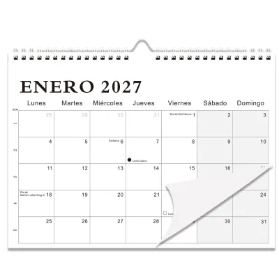 GOOD MOOD BEAUTY Holidays Marked Spanish Hanging Calendar Jan.2027- Jun. 2028 18 Month Planner Calendar 2027 Hanging Loop Wall Calendar Home