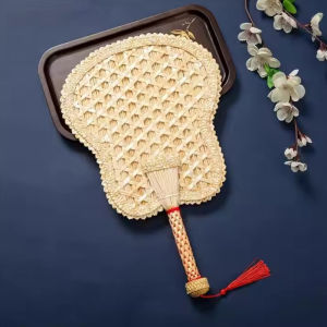 【จัดส่งภายใน 2-3 วัน】 1ชิ้นตัวกลมธรรมชาติเป็นมิตรต่อสิ่งแวดล้อมสไตล์จีนพัด DIY พัดลมระบายความร้อนตกแต่งบ้านพัดมือ