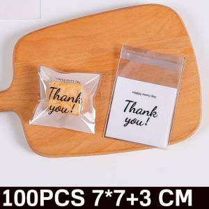 100Pcs Bread Plastic Bag Clear OPP Plastic with Adhesive Bread Bag Doughnut Pastry Toast Banana Packaging Bags