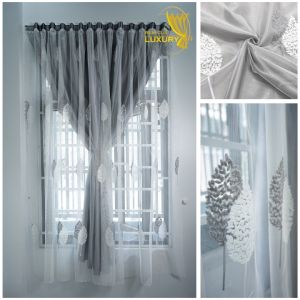 Rèm Cửa Dán Tường Chống Nắng 2 Lớp Voan Họa Tiết Màn Cửa Trang Trí Decor Phòng Ngủ Không Cần Khoan Tường
