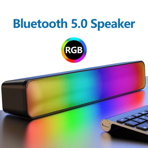fenyueer Speaker Bluetooth Soundbar RGB 5 Colors LED Light Computer TV Phone TF Multifunction 5.0 Bluetooth Speaker - S19