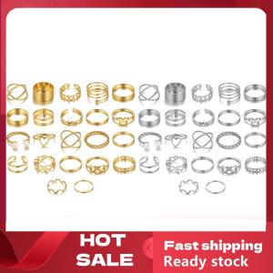 🚚【Local Express Delivery】🚚 22pcs Set Vintage Hollow Heart Butterfly Rings Set For Women Metal Silver Color Geometric Spiral Shape Ring rendy Jewelry