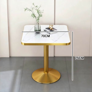Classic coffee table dining table marble-patterned round and square 60/70CM wooden top with carbon steel frame