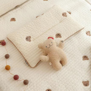New Cotton Quilted Pillow Bear Embroidery Baby Sleeping Pillow - Breathable Sweat-absorbing Kids Head Pillow 40*25CM