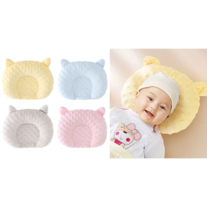 Solid Color Baby Pillow for Newborns Soft & Comfortable Sleep Support Cushion Comfortable Cotton Concave Nursing Pillow