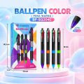 SQUEEZY Ballpoint 4 Warna 0.7mm | Bolpoin 4 in 1 Multicolor | Ballpen 4 Warna 1 Pak Isi 12 Pcs Sekolah & Kantor | BP-SQ204C. 