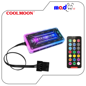 COOLMOON Crystal Diamond RGB Fan 12CM–พัดลมสุดเงียบ 5V 3Pin + AURA SYNC 4Pin สำหรับ Water Cooler CPU พร้อมรีโมทคอนโทรล