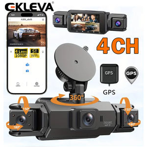 EKLEVA กล้องรถชน4ช่องสัญญาณการมองเห็นได้ในเวลากลางคืน WiFi สำหรับรถยนต์ DVR 360 ° ด้านหน้าซ้ายขวาด้านหลังจอภาพที่จอดรถ24ชั่วโมง