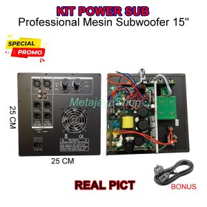 Kit Power Sub / Mesin Subwoofer 15" Ukuran  25X25CM Spesial Subwoofer