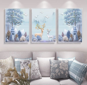 Bộ 3 Tranh Tráng Gương-Tranh Treo Tường-Tranh Hưu Nai