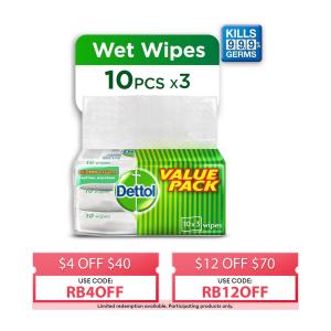 Dettol Disinfectant Wet Wipes Original 10s Bundle of 3