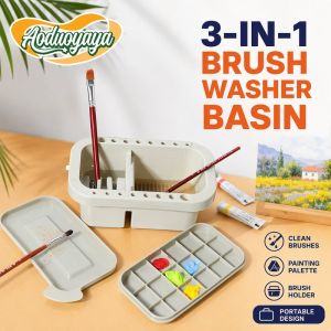 Aoduoyaya Paint Brush Washer Basin Palette Box With Lid Brush Holder Portable Art Cleaning Cup Kit