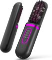 Cordless Hair Straightener Brush for Women, Go Brush Pro Rechargeable Electric Hot Hair Straightener Comb, PortableHeated Hair Straightening for Travel (Black). 