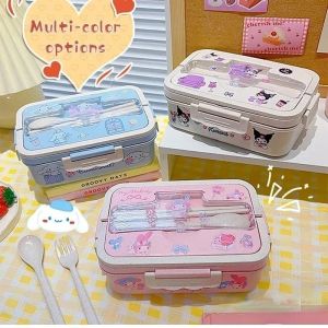 2024 New Fashion 1000ml Sanrio Kuromi Cinnamoroll My Melody Lunch Box Cute and Environmentally Friendly Student Office Handheld Lunch Box Girls Birthday and Christmas Gift