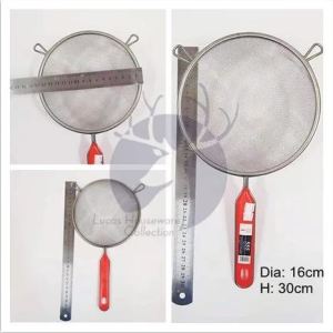 MAKAPAL STAINLESS STEEL STRAINER W/ PLASTIC HANDLE & HOOK FOOD STRAINER OIL STRAINER NOODLE STRAINER