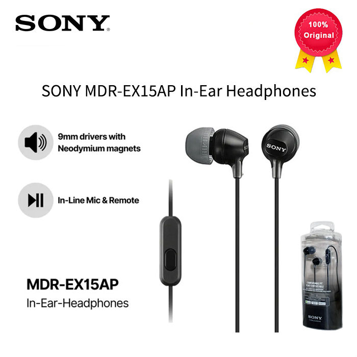 Original Sony MDR-EX15AP In-Ear Headphones Jack Wired Earphones Music  Sport Gaming In-Ear Headsets With Microphone Lazada PH