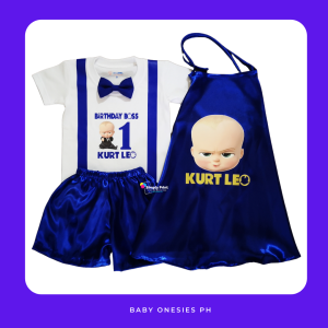 Baby Onesies PH Boss Baby 1st Birthday Outfit Set with Name Bow Cape Shorts 1st Birthday Baby Boy Clothes