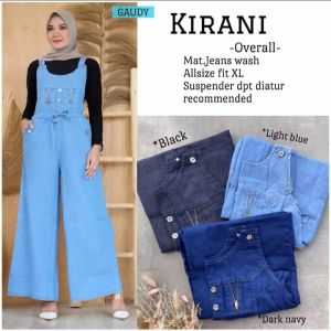 Kirani Overall Kulot Jeans Terbaru - Overall jumbo Kulot - Jumpsuit Jeans Wanita - Baju Kodok - No Inner