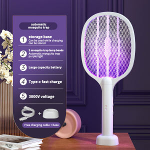 Rechargeable 2 in 1 Electric Mosquito Killer Racket Portable Mosquito Swatter Lamp Insect