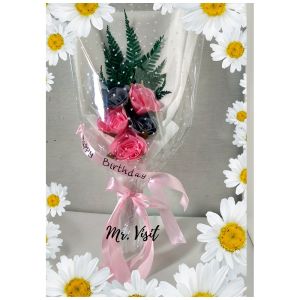Mr. Visit / PROMO Buket Bunga Dua Warna Cover Putih / Buket Bunga Murah / Buket Wisuda