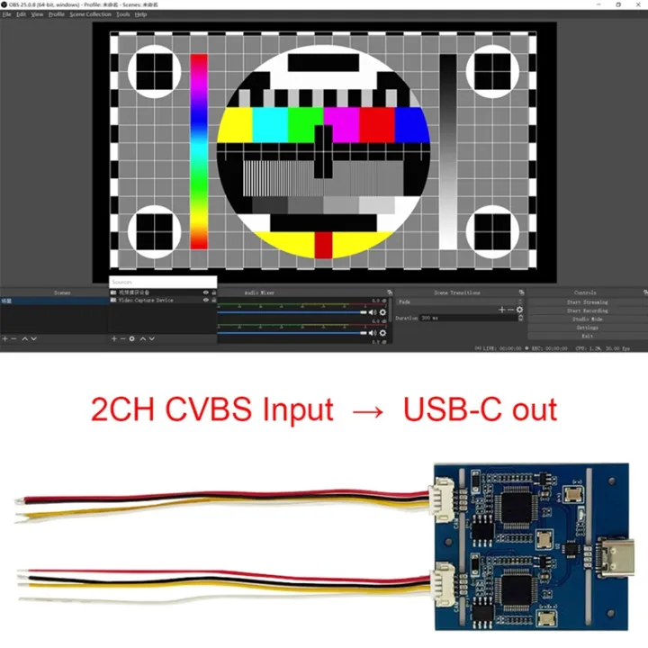 2 Channel AV/CVBS Video to USB Outputs 1080P Capture Card Module 1080P ...